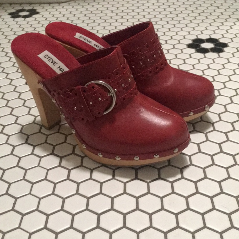 Steve Madden, Lashes mules, Red leather, 7-1/2